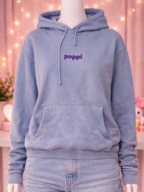 Poppi Light Blue Hoodie with Purple Logo